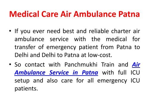 Get Best and Low-Cost Air Ambulance Service in Delhi Patna