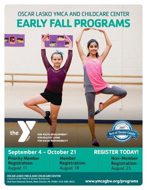 Oscar Lasko YMCA and Childcare Center - Early Fall Program Guide 2018