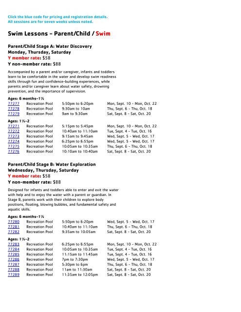 West Chester Area YMCA - Early Fall Program Guide 2018