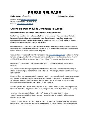 Chronoexpert Worldwide Dominance In Europe!