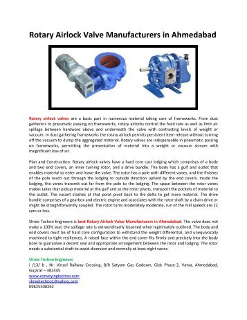 Rotary Airlock Valve Manufacturers in Ahmedabad