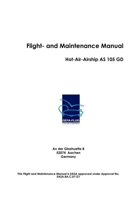 Flight- and Maintenance Manual Hot-Air-Airship AS  105 ... - Gefa-Flug