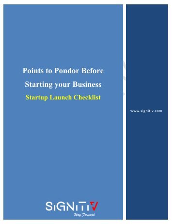 Points to Pondor Before Starting Business Startup Launch Checklist