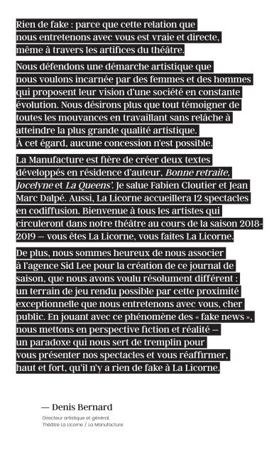 Programmation 2018-2019 - Théâtre La Licorne