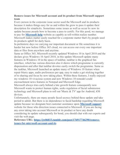 Remove issues for Microsoft account and its product from Microsoft support team