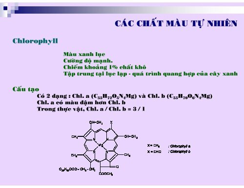 HÓA HỌC THỰC PHẨM - CHƯƠNG 7 - CHẤT MÀU TP