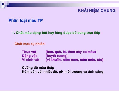 HÓA HỌC THỰC PHẨM - CHƯƠNG 7 - CHẤT MÀU TP