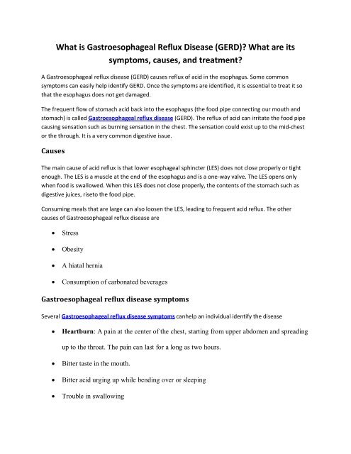 What is Gastroesophageal Reflux Disease (GERD) What are its symptoms ...