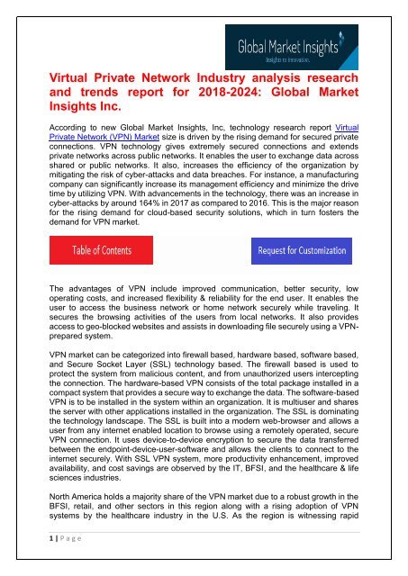 VPN Market trends research and projections for 2018-2024