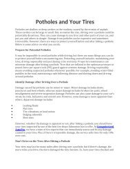 Potholes and Your Tires