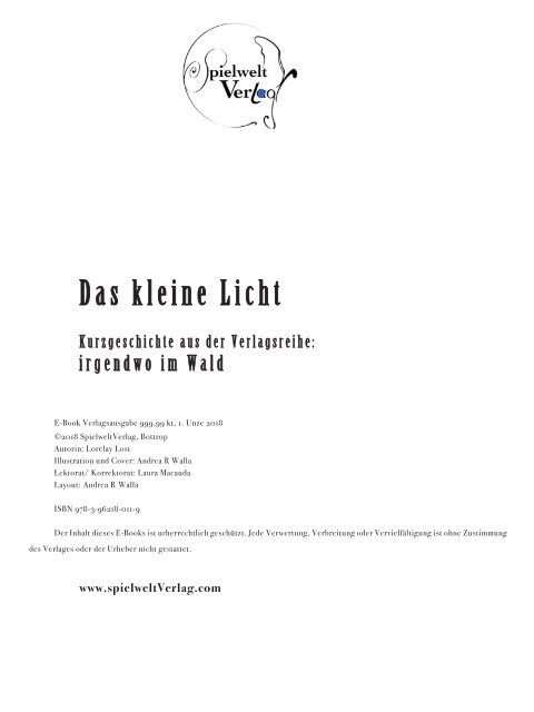 Leseprobe Ebook "irgendwo im Wald - Das kleine Licht", ISBN 978-3-96218-011-9