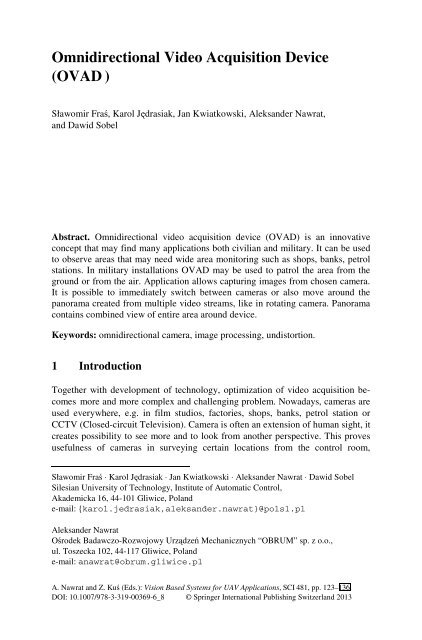 [Studies in Computational Intelligence 481] Artur Babiarz, Robert Bieda, Karol Jędrasiak, Aleksander Nawrat (auth.), Aleksander Nawrat, Zygmunt Kuś (eds.) - Vision Based Systemsfor UAV Applications (2013, Sprin