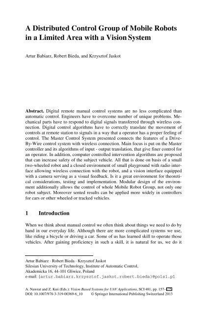 [Studies in Computational Intelligence 481] Artur Babiarz, Robert Bieda, Karol Jędrasiak, Aleksander Nawrat (auth.), Aleksander Nawrat, Zygmunt Kuś (eds.) - Vision Based Systemsfor UAV Applications (2013, Sprin