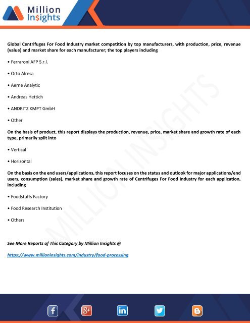 Centrifuges for Food Market Outlook, Geographical Segmentation