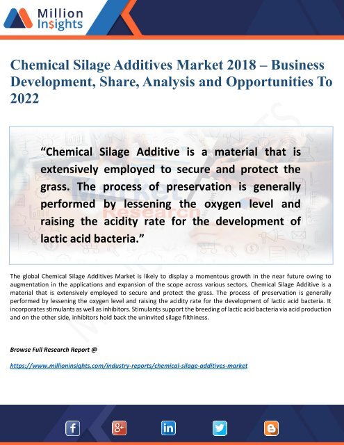 Chemical Silage Additives Market Potential Growth, Share, Demand 