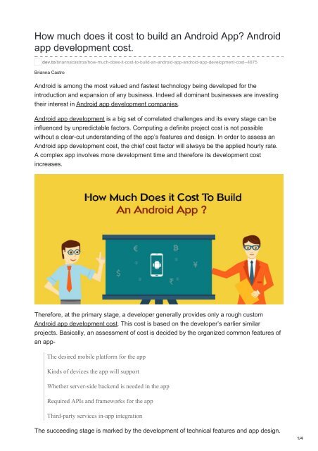 How much does it cost to build an Android App Android app development cost