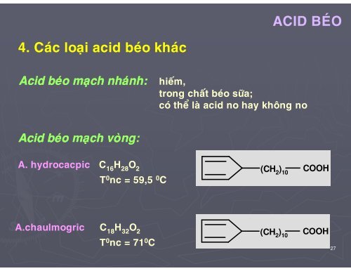 HÓA HỌC THỰC PHẨM - CHƯƠNG 2 - LIPID - TÔN NỮ MINH NGUYỆT