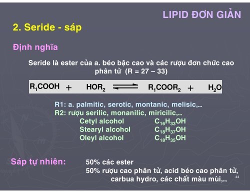 HÓA HỌC THỰC PHẨM - CHƯƠNG 2 - LIPID - TÔN NỮ MINH NGUYỆT