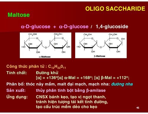 HÓA HỌC THỰC PHẨM - CHƯƠNG 3 - CARBOHYDRATE - TÔN NỮ MINH NGUYỆT