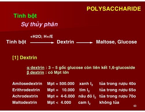 HÓA HỌC THỰC PHẨM - CHƯƠNG 3 - CARBOHYDRATE - TÔN NỮ MINH NGUYỆT