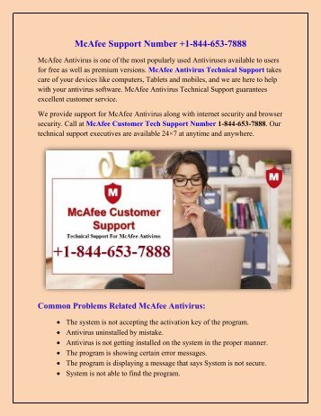 McAfee Support Number +1-844-653-7888