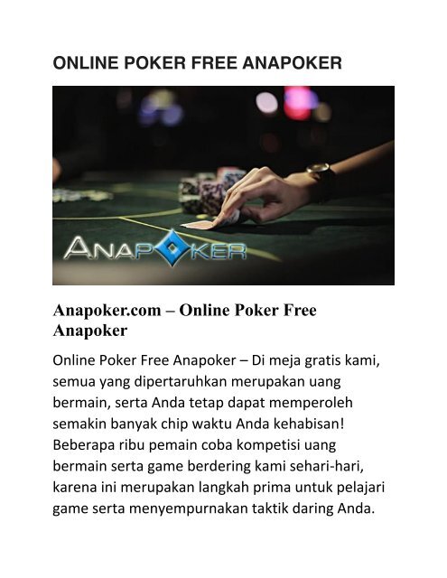 ONLINE POKER FREE ANAPOKER