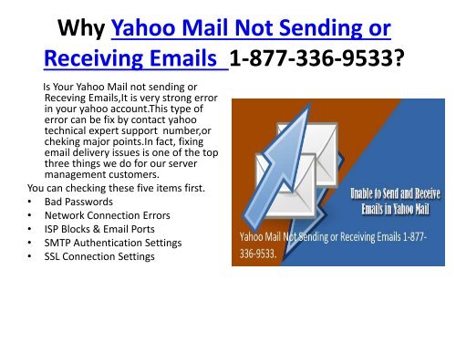 Call now 1877-503-0107|Yahoo Mail Not Sending or Receiving Emails