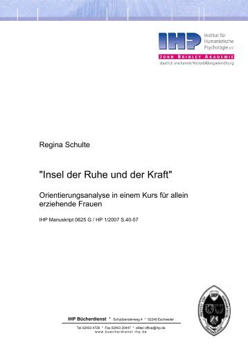 Insel der Ruhe und der Kraft Orientierungsanalyse in einem Kurs für ...