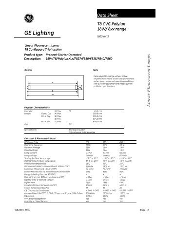 T8 CVG Polylux 18W/ 8xx range - GE Lighting