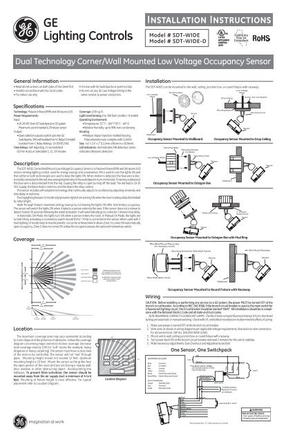 INSTALLATION INSTRUCTIONS Model # SDT-WIDE ... - GE Lighting