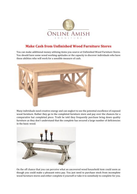 Make Cash from Unfinished Wood Furniture Stores