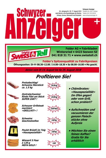 Schwyzer Anzeiger – Woche 33 – 17. August 2018