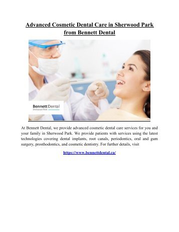 Advanced Cosmetic Dental Care in Sherwood Park from Bennett Dental