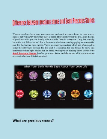 Difference between precious stone and Semi Precious Stones