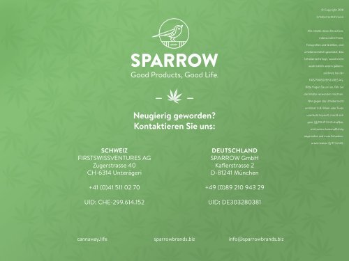 SPARROW CannaWay Firmenbroschüre