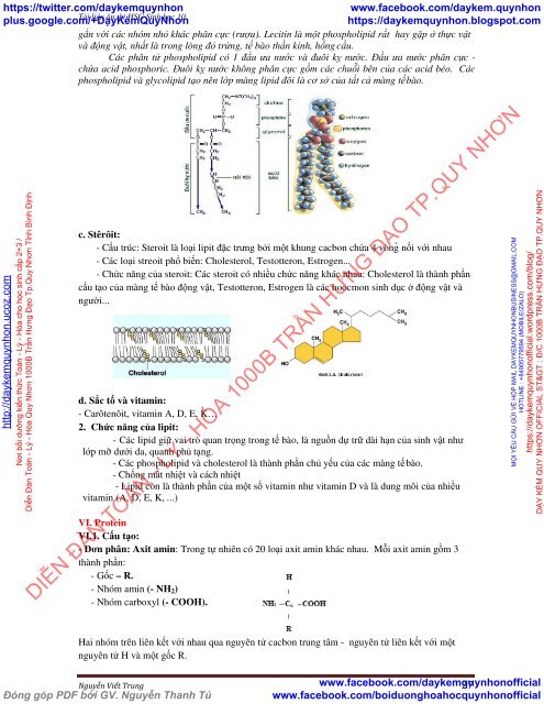 Tài liệu ôn thi HSG môn sinh 10 chuyên sâu (tích hợp kiến thức hóa học)