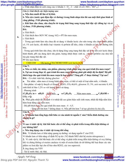 Tài liệu ôn thi HSG môn sinh 10 chuyên sâu (tích hợp kiến thức hóa học)