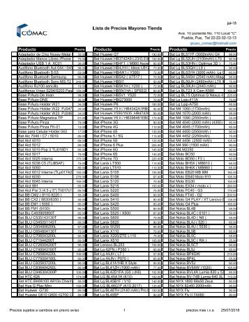 lista precios 25 julio