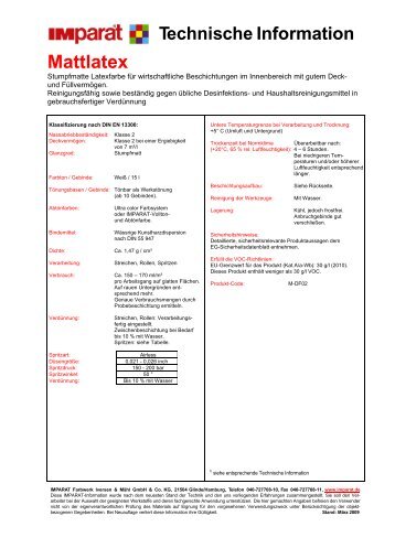 Technische Information Mattlatex - Imparat