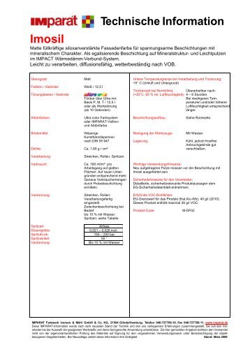 Technische Information Imosil - Imparat