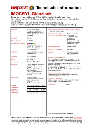Technische Information IMOCRYL-Glanzlack - Imparat