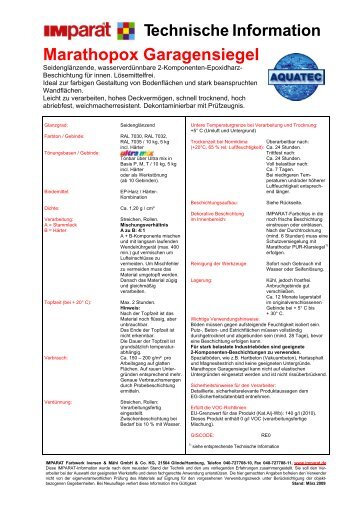 Technische Information Marathopox Garagensiegel - Imparat