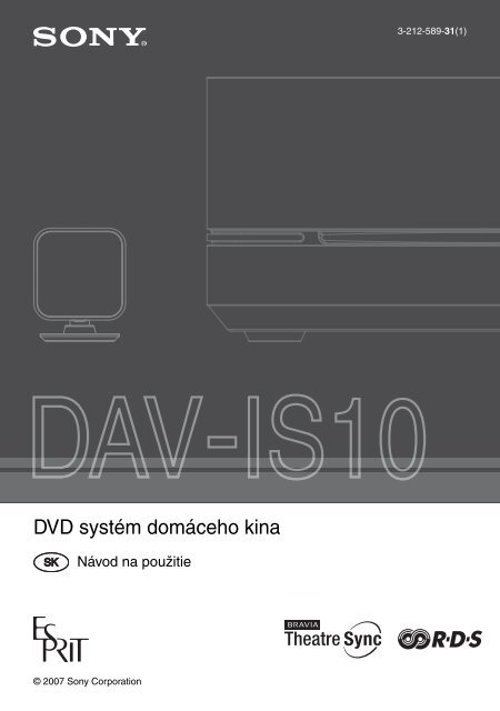Sony DAV-IS10 - DAV-IS10 Istruzioni per l'uso Slovacco