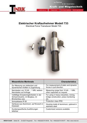 Elektrischer Kraftaufnehmer Modell 733 - Induk GmbH