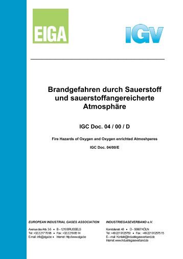 Brandgefahren durch Sauerstoff und sauerstoffangereicherte ... - IGV