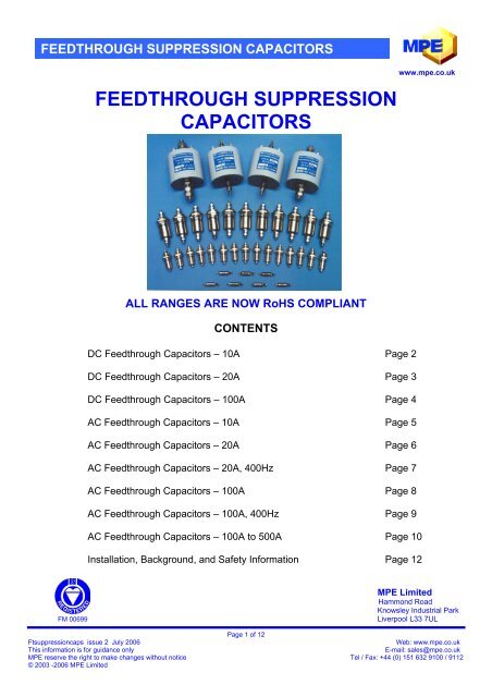 AC FEEDTHROUGH CAPACITORS - Technical Sales Solutions