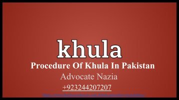 Khula procedure in pakistan