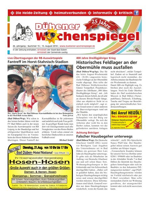 Dübener Wochenspiegel - Ausgabe 15 - Jahrgang 2018