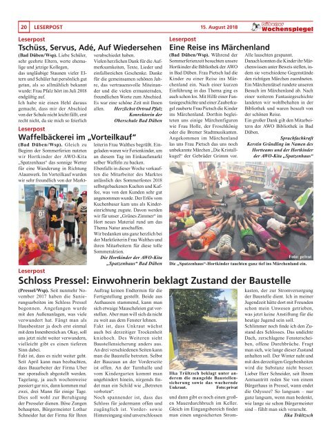 Dübener Wochenspiegel - Ausgabe 15 - Jahrgang 2018