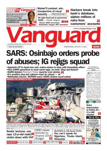 15082018 - SARS: Osinbajo orders probe of abuses; IG rejigs squad